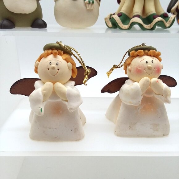 8 Christmas Ornaments Handcrafted Clay Angel Penguin Moose Snowman Holiday Decor - Picture 5 of 7